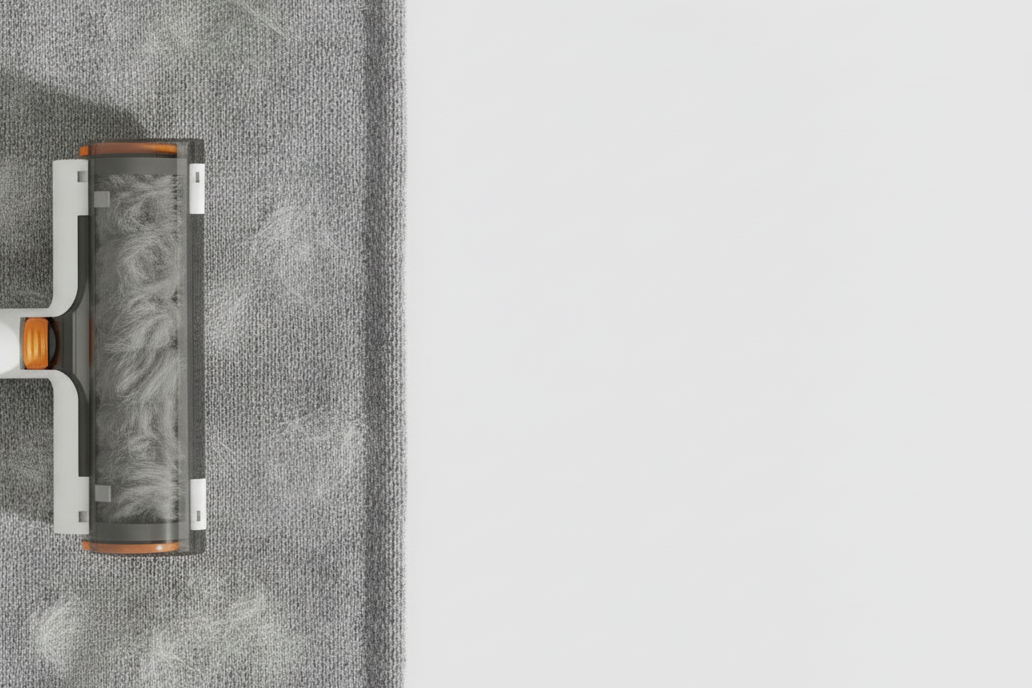 Top view roller on sweater with maximum white space